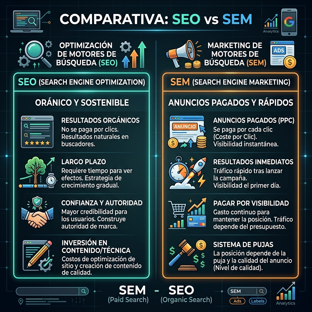 SEO vs SEM: Diferencias clave y cómo combinarlos con éxito