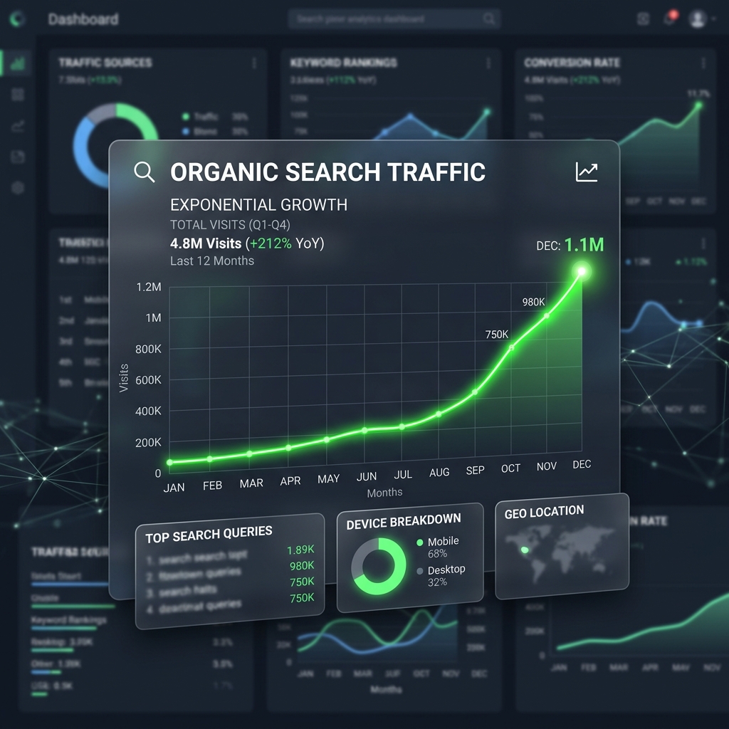 Crecimiento de Tráfico Orgánico vs Pago